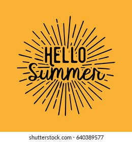 Hello Summer. Brush lettering composition.