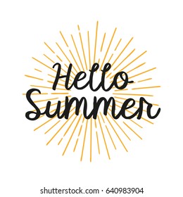 Hello Summer. Brush lettering composition.