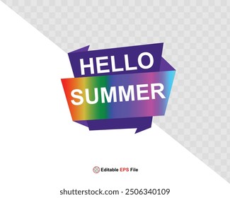 Hola Botón de verano, sol y venta. Vector 