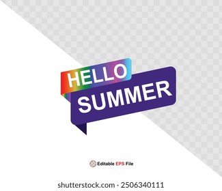 Hello summer button, sun and sale. Vector 