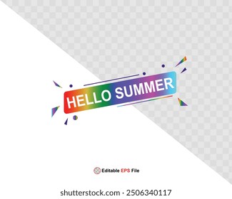Hello summer button, sun and sale. Vector 
