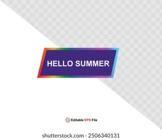 Hello summer button, sun and sale. Vector 