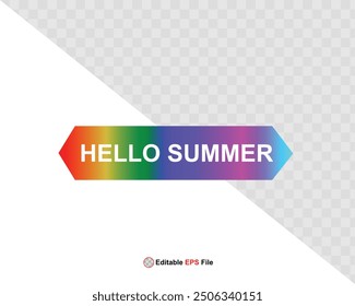 Hello summer button, sun and sale. Vector 