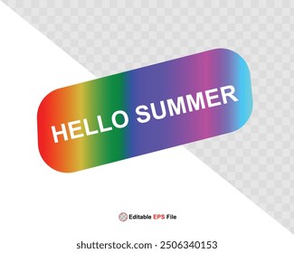 Hello summer button, sun and sale. Vector 