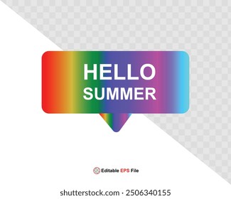 Hello summer button, sun and sale. Vector 