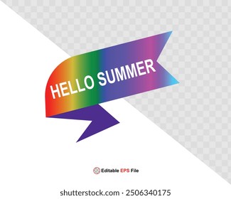 Hello summer button, sun and sale. Vector 
