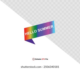 Hello summer button, sun and sale. Vector 