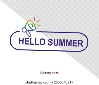 Hello summer button, sun and sale. Vector 
