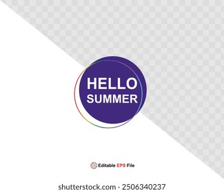 Hello summer button, sun and sale. Vector 