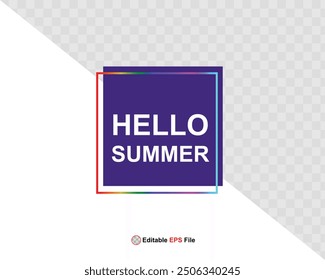 Hello summer button, sun and sale. Vector 