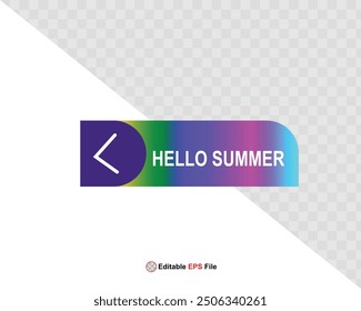 Hello summer button, sun and sale. Vector 