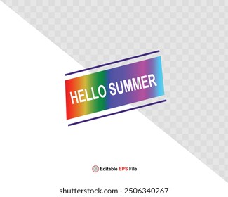 Hello summer button, sun and sale. Vector 