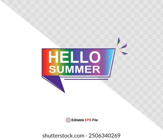 Hello summer button, sun and sale. Vector 