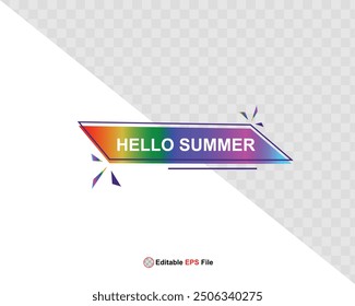 Hello summer button, sun and sale. Vector 