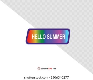 Hello summer button, sun and sale. Vector 