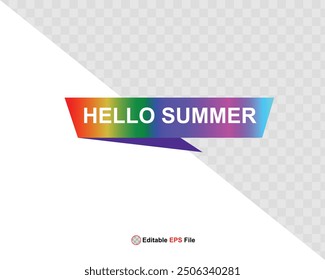 Hello summer button, sun and sale. Vector 