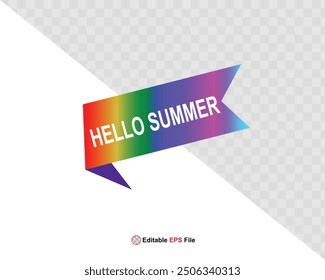 Hello summer button, sun and sale. Vector 