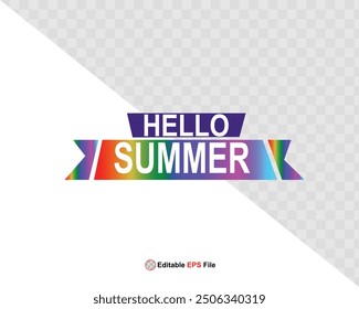 Hello summer button, sun and sale. Vector 