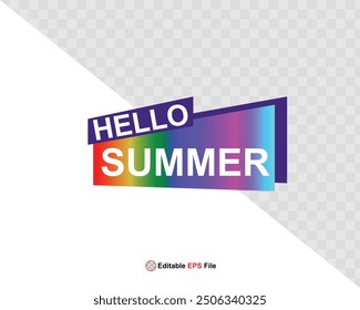 Hello summer button, sun and sale. Vector 