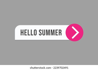 hola vectores de botón de verano. burbuja de discurso de etiqueta de signo hola verano
