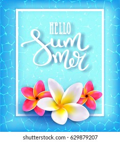 Hello summer. Calligraphic inscription. Summer Tropical Design Concept. Typography Lettering. Vector illustration EPS10.