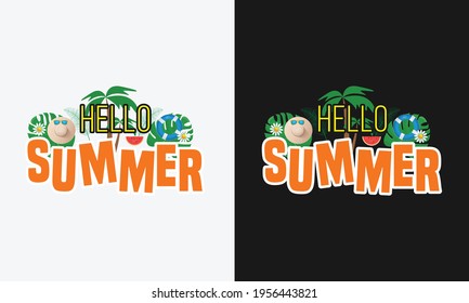 verano hola, hola caligrafía de verano, vector de ilustración con letras a mano