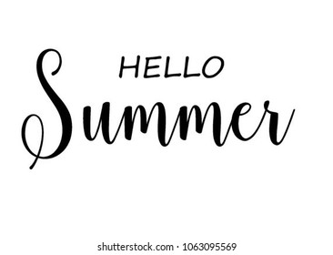 Hello summer. Calligraphy text. Lettering seasonal composition isolated on white background. illustration