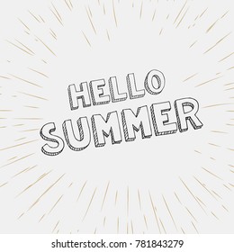 Hello summer card and summer background -vintage style
