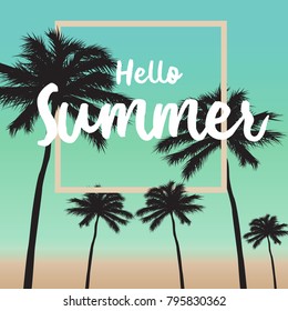 Hello summer card and summer background -vintage style