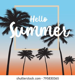 Hello summer card and summer background -vintage style