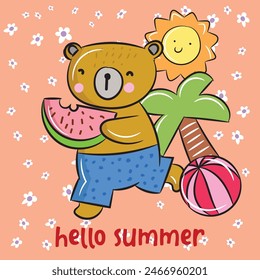 hola diseño de la tarjeta de verano para el cartel de la fiesta de verano, Anuncio, postal.