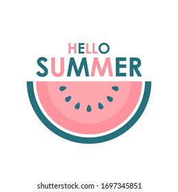 Hallo Summer Card Design mit Wassermelone. Vektorillustration.