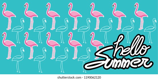 Hello summer card with hand drawn lettering.