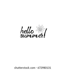 Hello summer card. Hand drawn lettering