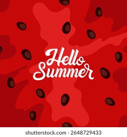 Hello Summer card with refreshing watermelon design. Creative summer greeting