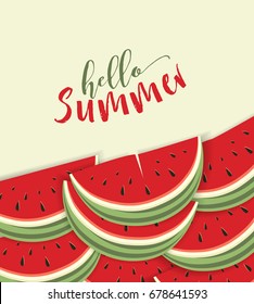 Hello Summer Card With Watermelon