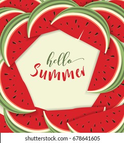 Hello Summer Card With Watermelon