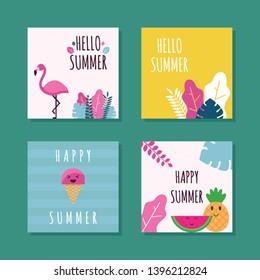 Hello summer cards collection design