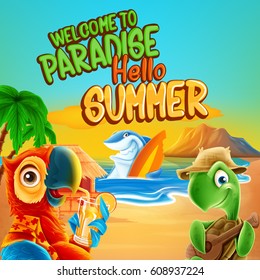 hello summer cartoon