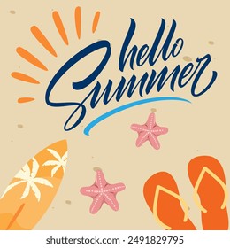 Hello summer clip art with eps format file.
