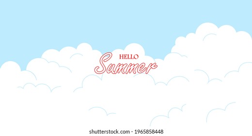 hello summer, cloud background illustration. summer concept illustration. vector eps