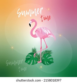 Hello summer! Colorful background for poster, banner. Greeting card. Vector flat illustration.