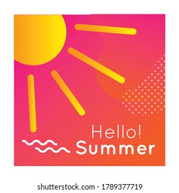hello summer colorful banner with sun vector illustration design