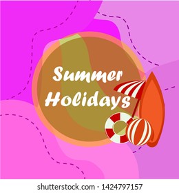 Hello Summer with colorful beach elements in background-Vector illustration