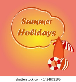 Hello Summer with colorful beach elements in background-Vector illustration
