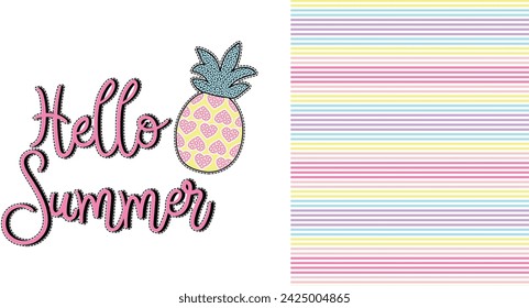 hello summer colorful pineapple texture