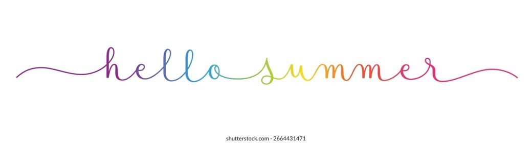 HELLO SUMMER Anuncio de caligrafía de pincel de Vector colorido