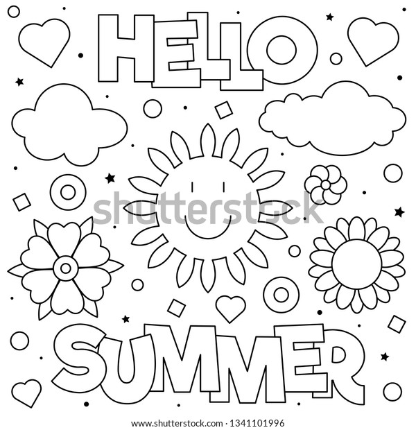 Hello Summer Coloring Page Vector Illustration Stock Vector (Royalty ...