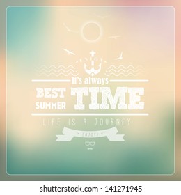Hello Summer  / colour background in retro / vintage style  with