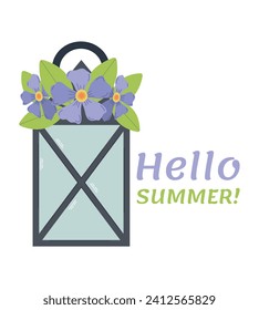 Hello summer concept with flowers design, vector illustration
